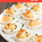 image for pinterest sharing with text overlay of recipe title Deviled Eggs
