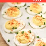 image for pinterest sharing with text overlay of recipe title Deviled Eggs