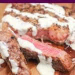 image for pinterest of finished recipe with text overlay recipe title