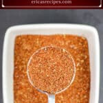 image for pinterest with text overlay recipe title Homemade Taco Seasoning