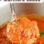 pin image with recipe text overlay: Homemade Marinara Sauce