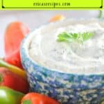 image for pinterest with text overlay recipe title The Best Veggie Dip is not Ranch