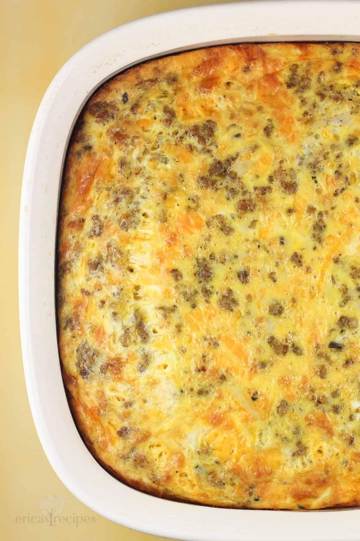 top down view of finished casserole