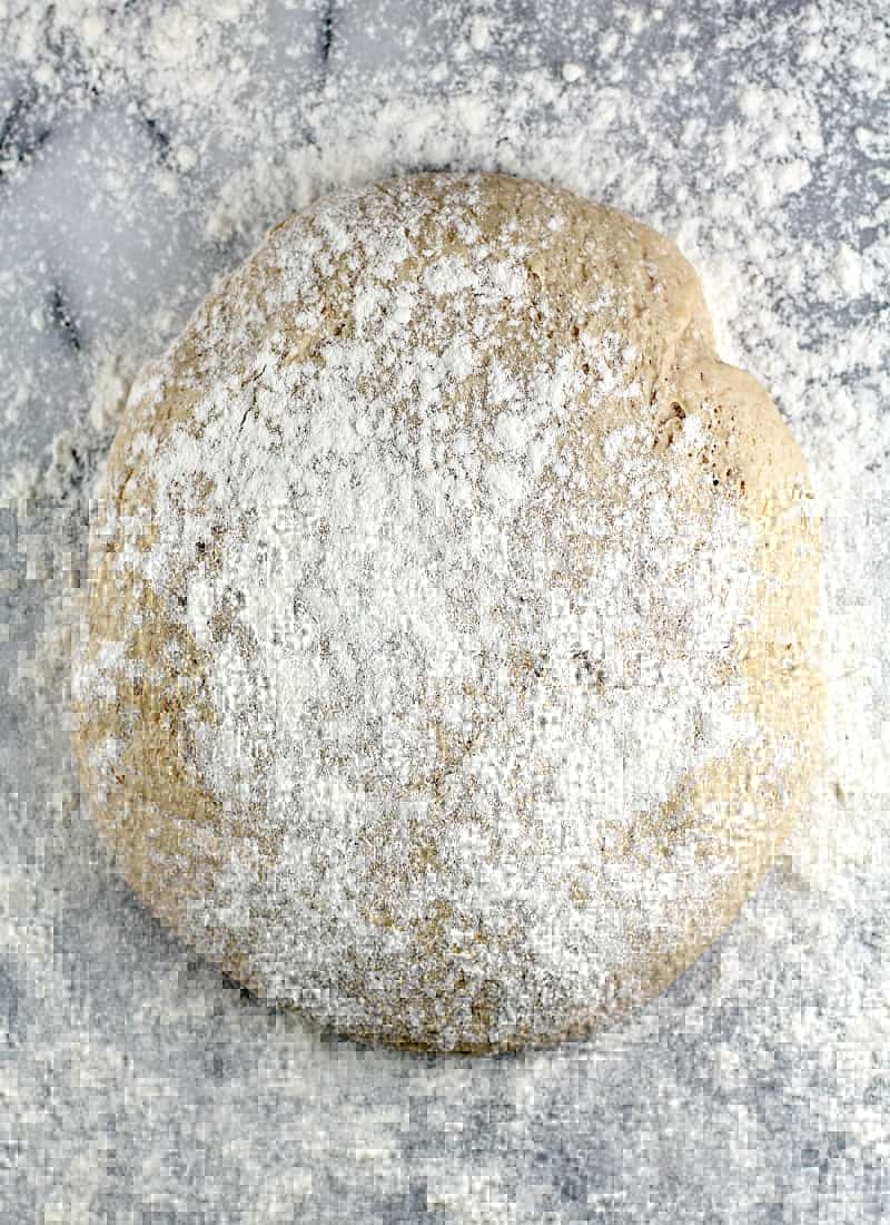 top down view of the dough after the second rise