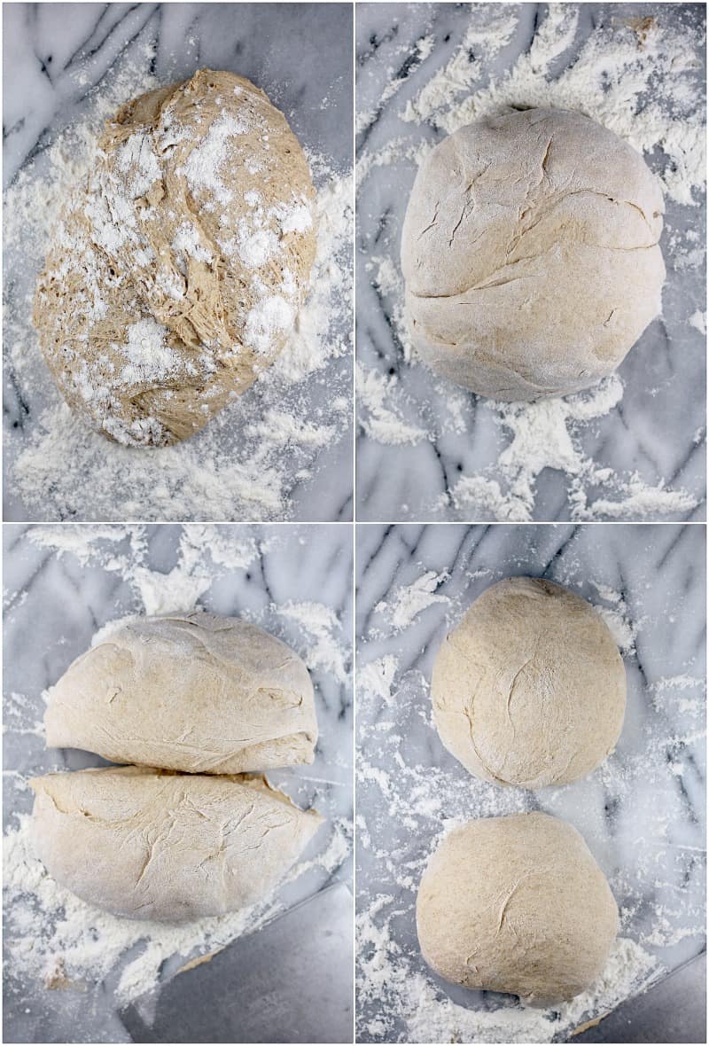 collage of 4 photos showing the process for the second rise