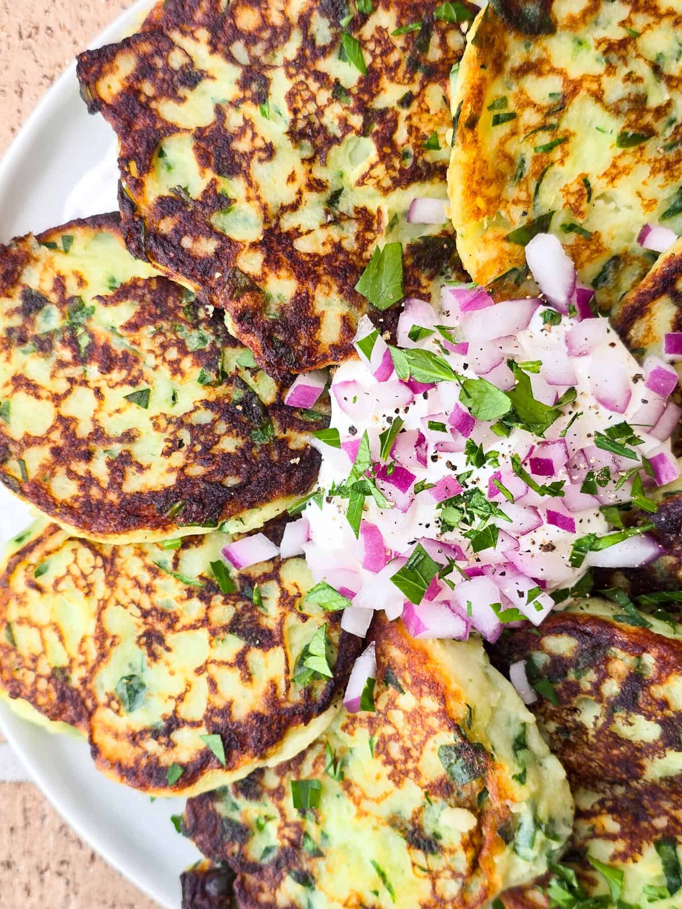 Instant Mashed Potato Cakes with Garlic and Spinach