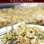 image for Pinterest sharing with text overly recipe title Vegetarian Rice Casserole