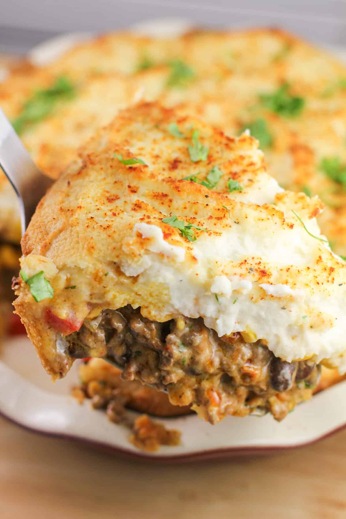 spatula lifting portion of prepared recipe