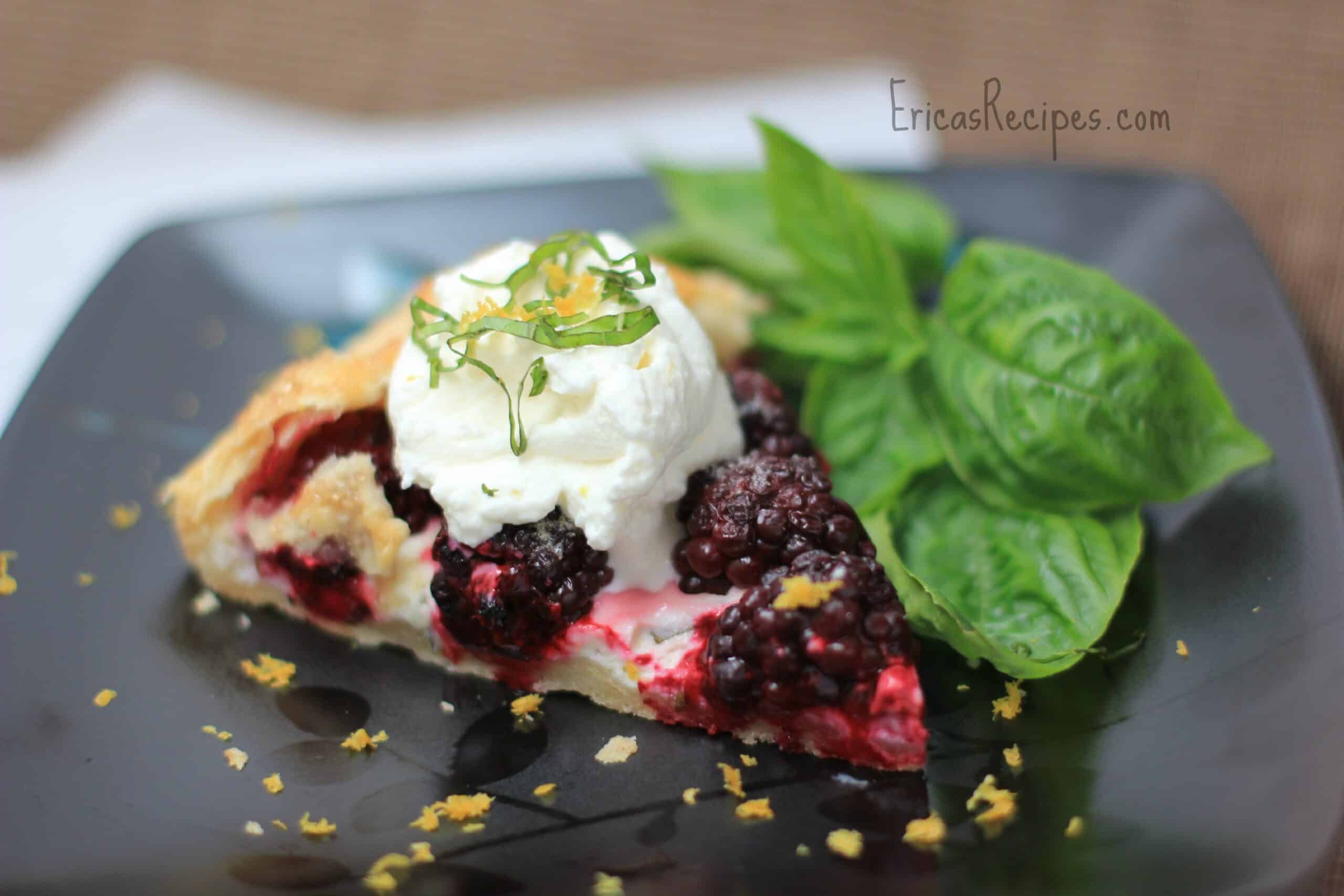 Blackberry Basil Galette with Lemon Cream
