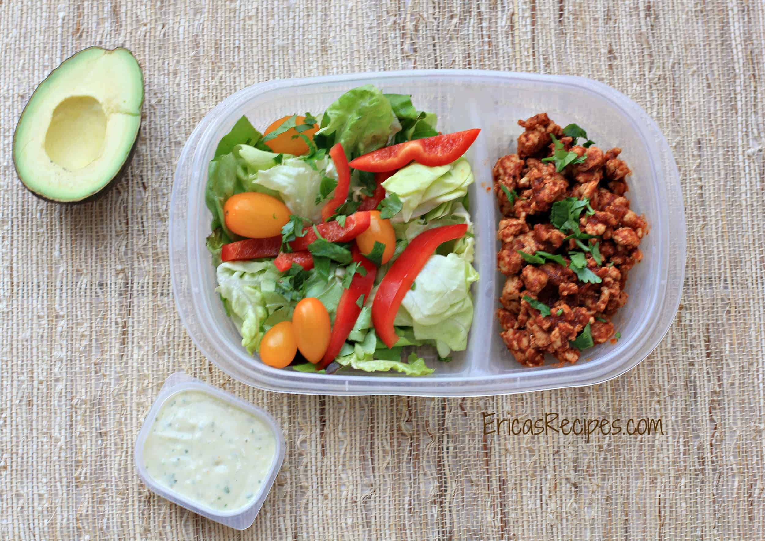 Taco Salad with Avocado Herb Dressing