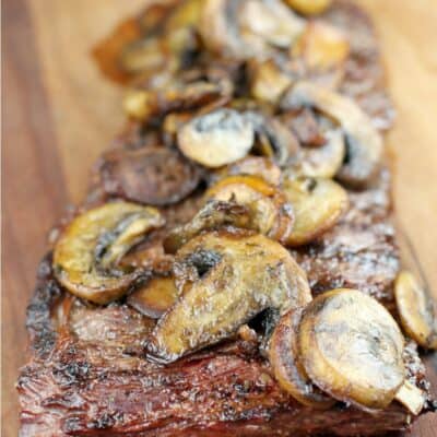 close up of the finished bistro steak recipe