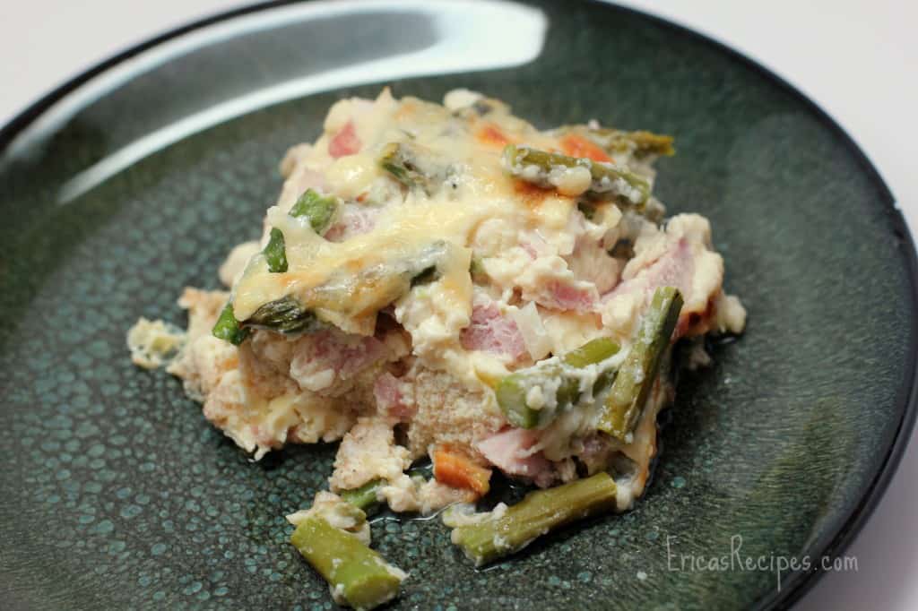 Ham, Asparagus, and White Cheddar Breakfast Strata