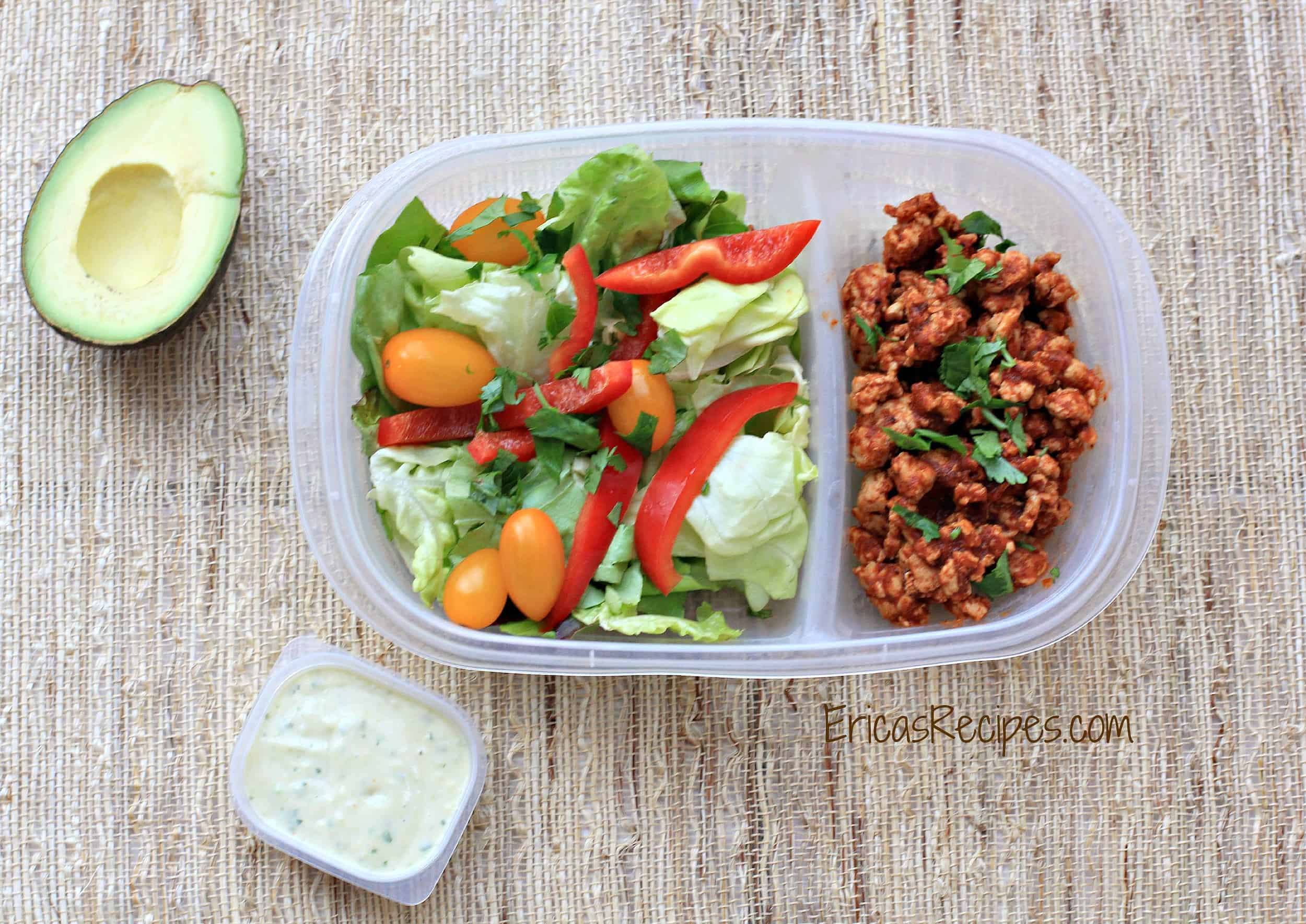 Taco Salad with Avocado Herb Dressing