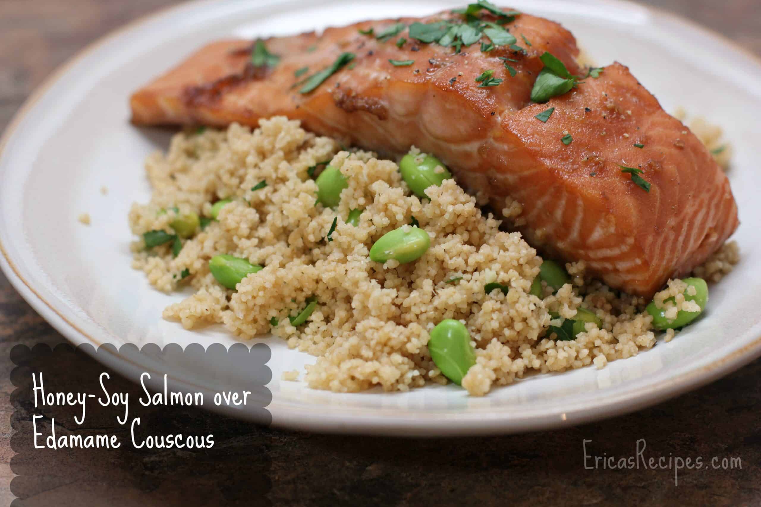 Honey-Soy Salmon over Edamame Couscous