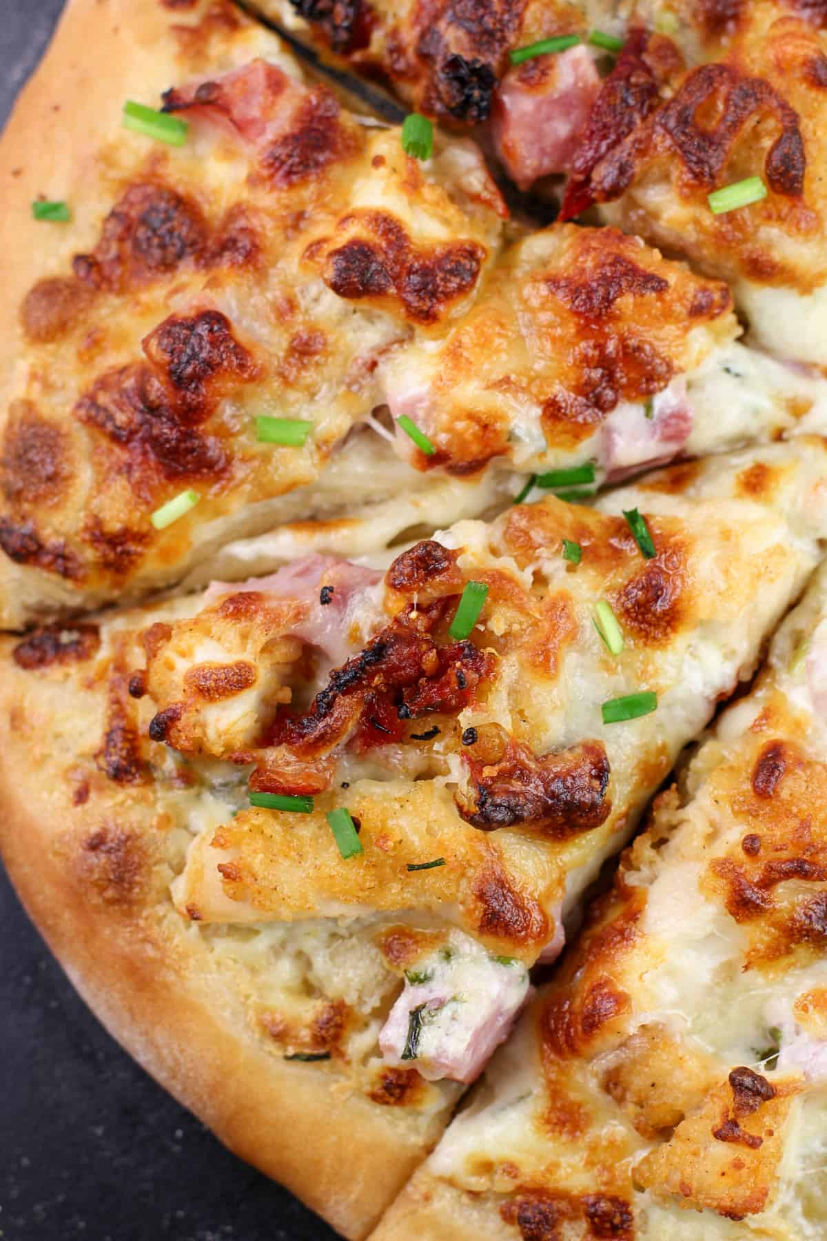 close view of pizza slice