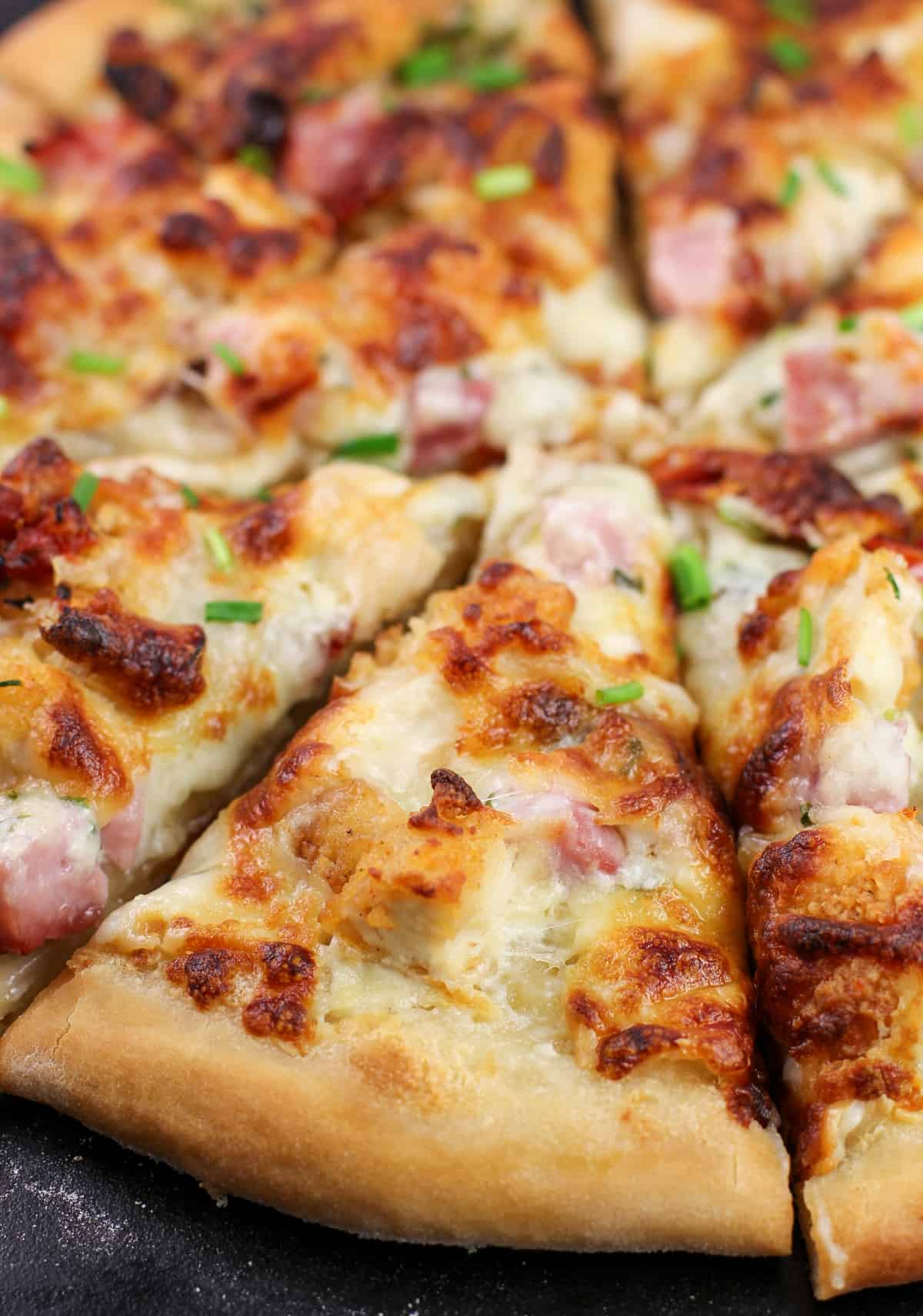 close view of pizza slice