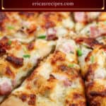 image for Pinterest sharing with text overlay recipe title Chicken Cordon Bleu Pizza