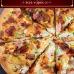 image for Pinterest sharing with text overlay recipe title Chicken Cordon Bleu Pizza
