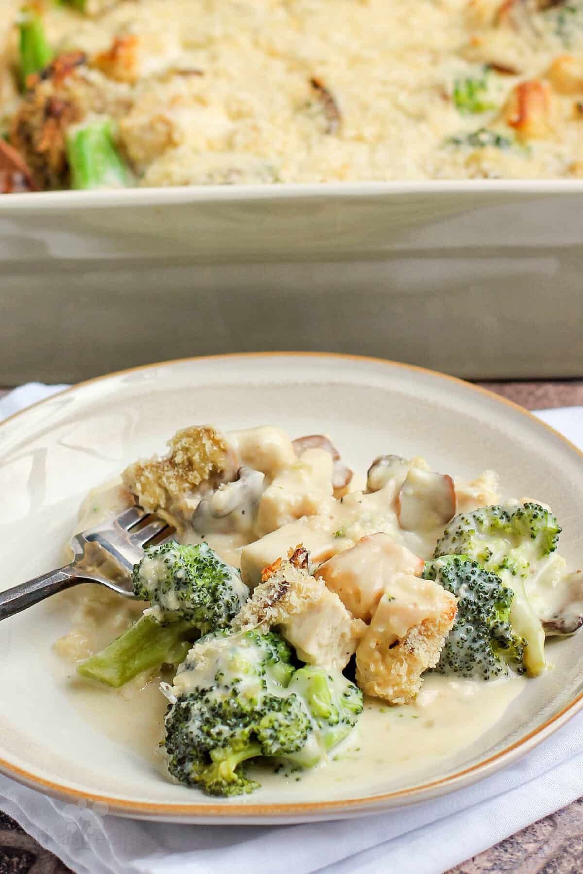 serving of chicken divan on plate