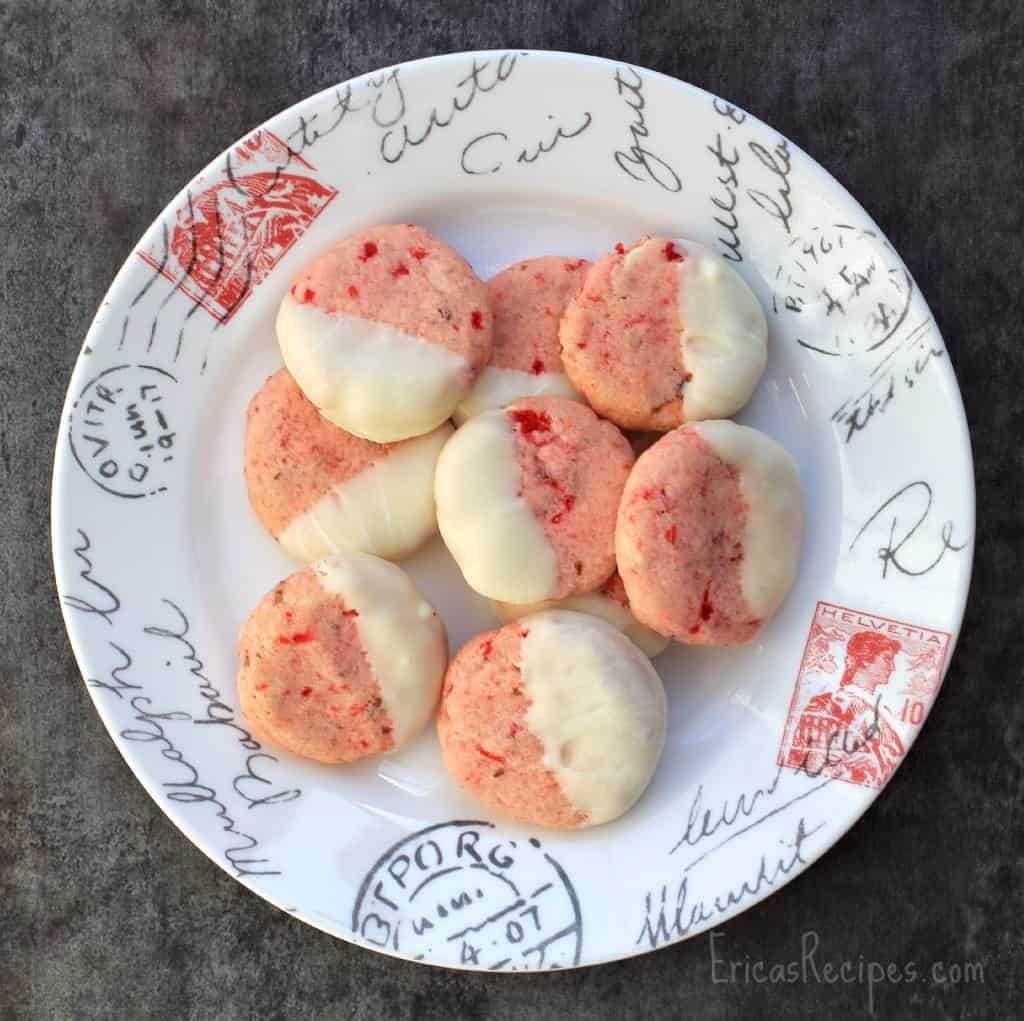 White Chocolate-Dipped, Cherry Pecan Cookies