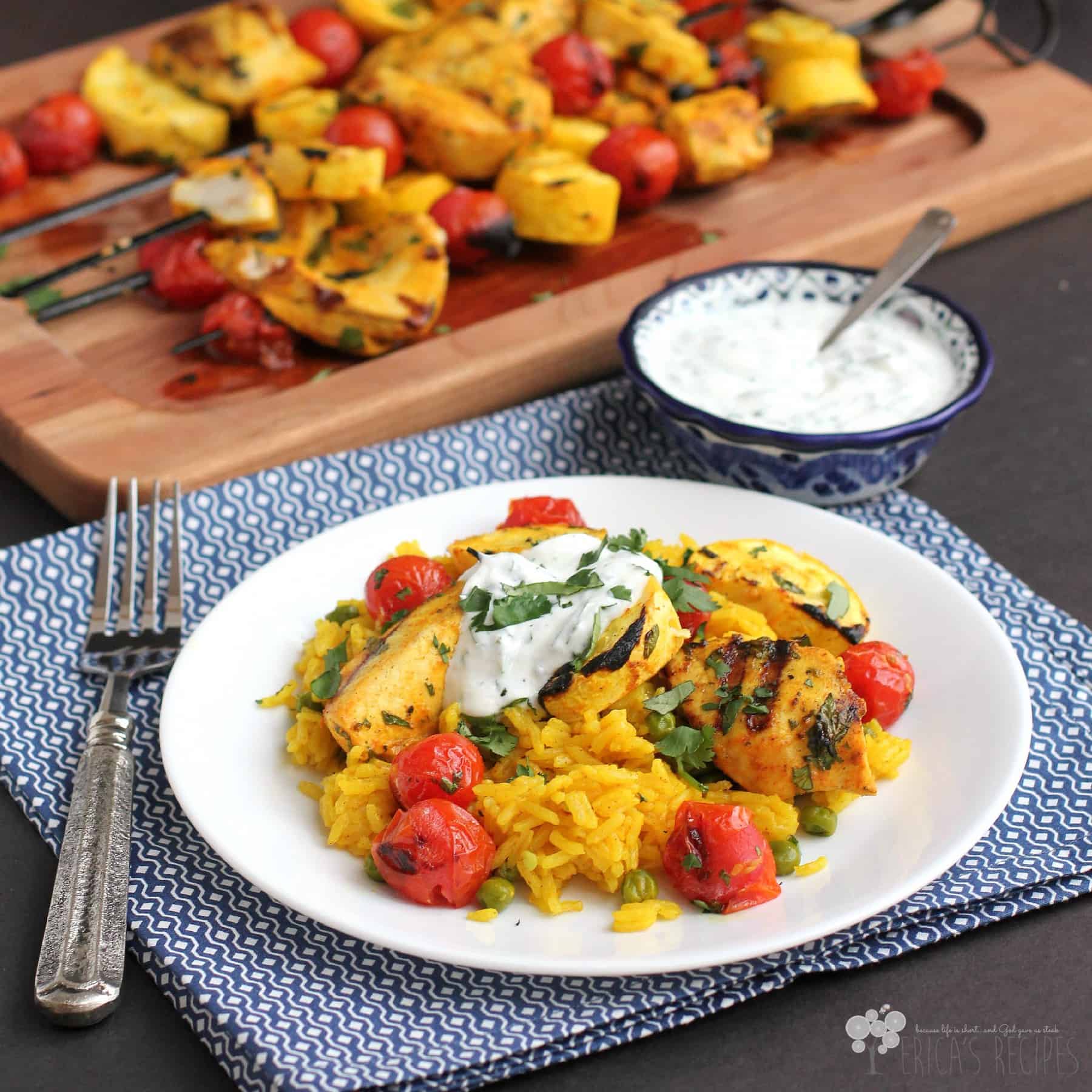 Persian Swordfish Kabobs with Cilantro Tzatziki