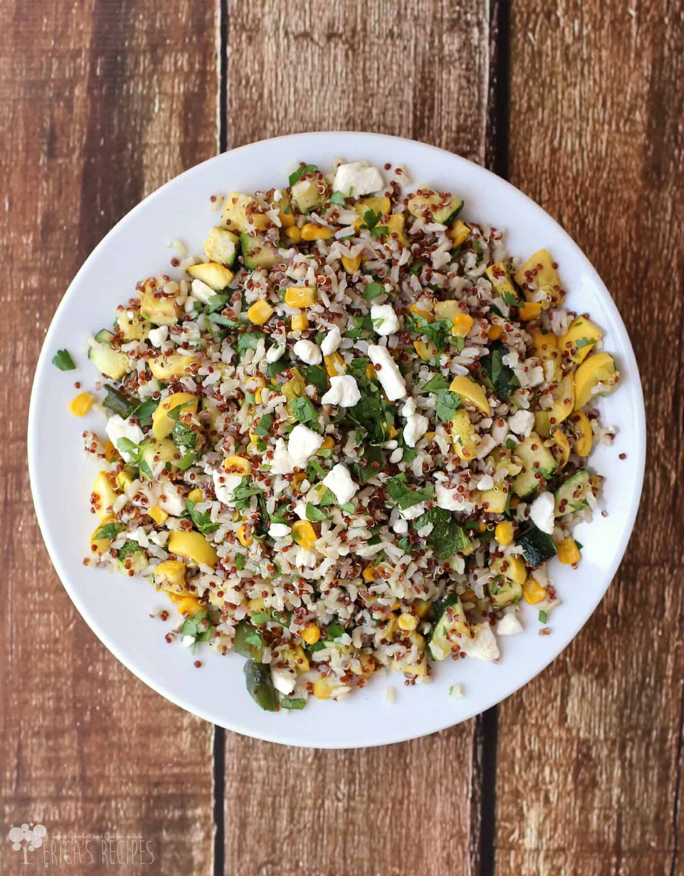 Calabacitas con Elote with Brown Rice and Quinoa