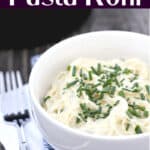 image for Pinterest with text overlay recipe title Sour Cream Pasta with Chives (Copycat Pasta Roni Recipe)
