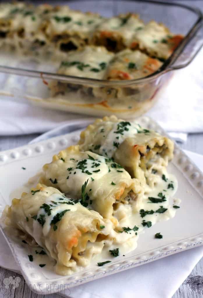 Mushroom, Broccoli, and Spinach Lasagna Roll-ups