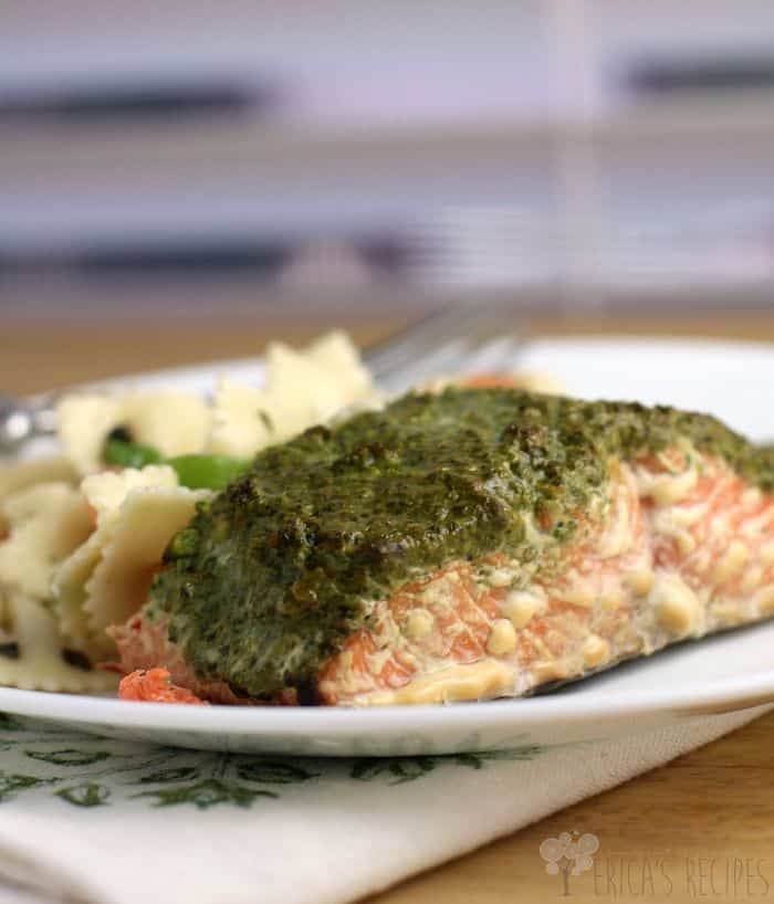 Smoked Sockeye Salmon with Arugula, Spinach, and Walnut Pesto
