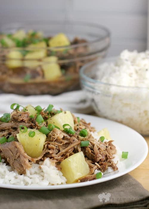 Pineapple Pulled Pork over Coconut Rice from EricasRecipes.com