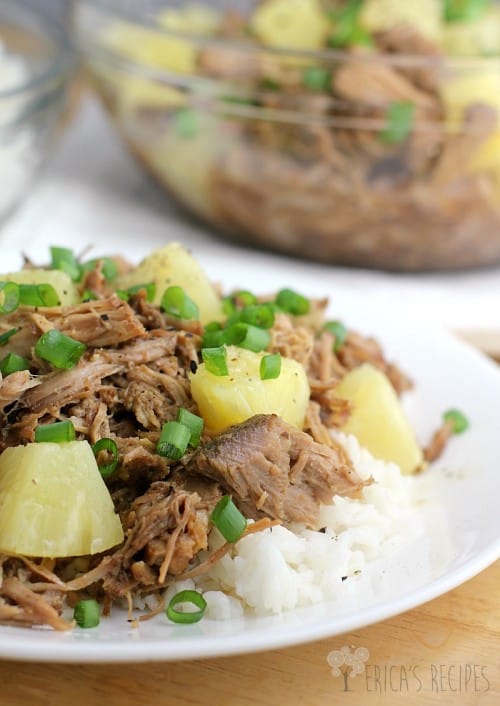 Pineapple Pulled Pork over Coconut Rice from EricasRecipes.com