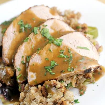 Roasted Tenderloin with Cherry-Leek Dressing https://wp.me/p4qC4h-3Hd #RealFlavorRealFast #ad