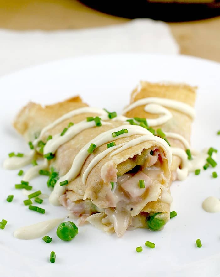 Ham, Peas, and Cheese Crepes