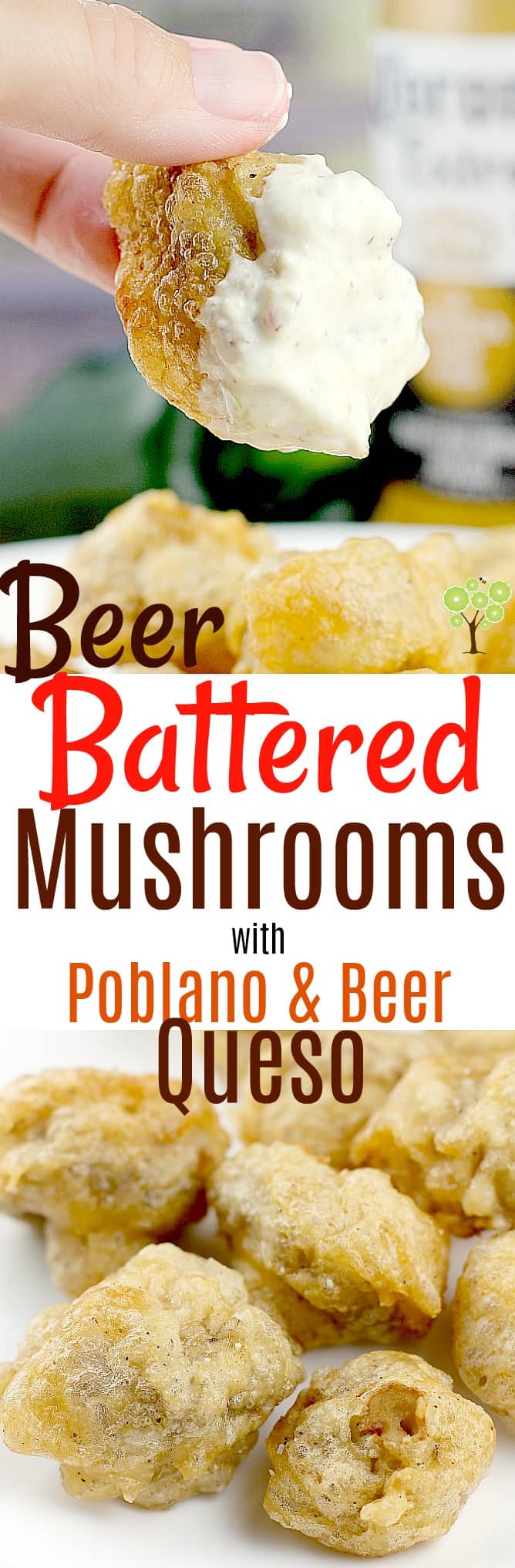 Msg 4 21+ Beer-Battered Mushrooms with Poblano & Beer Queso #SummertimeCerveza #ad @coronaextrausa