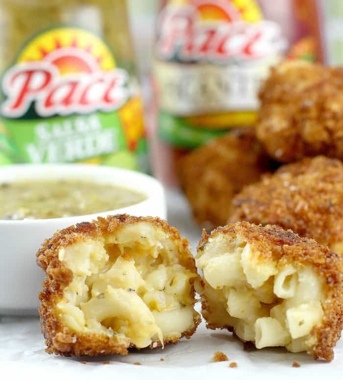 Fried Salsa Verde Macaroni and Cheese Balls #MakeGameTimeSaucy #ad