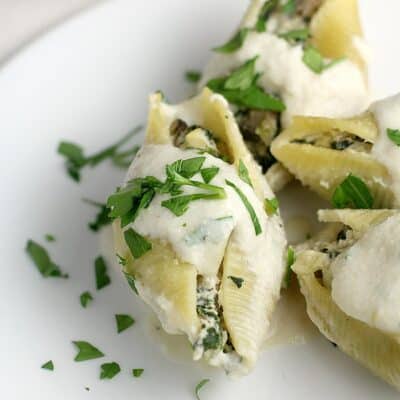 Spinach Artichoke Stuffed Shells in Dijon-Chardonnay Sauce