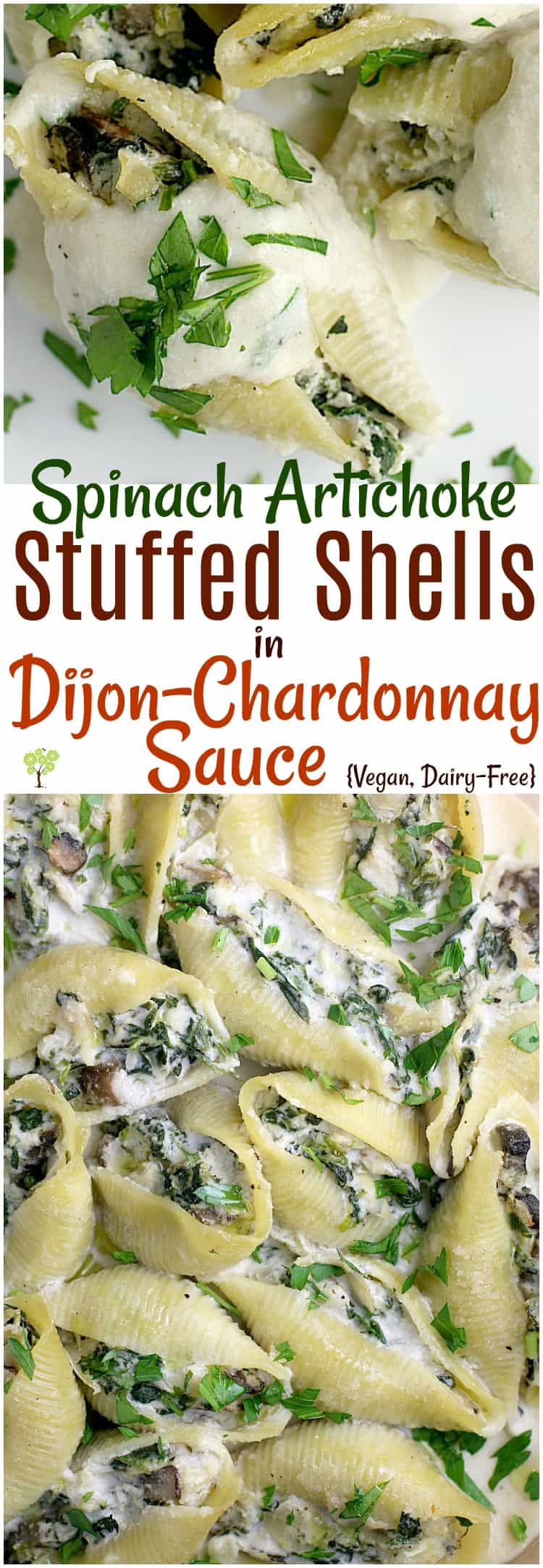 Spinach Artichoke Stuffed Shells in Dijon-Chardonnay Sauce