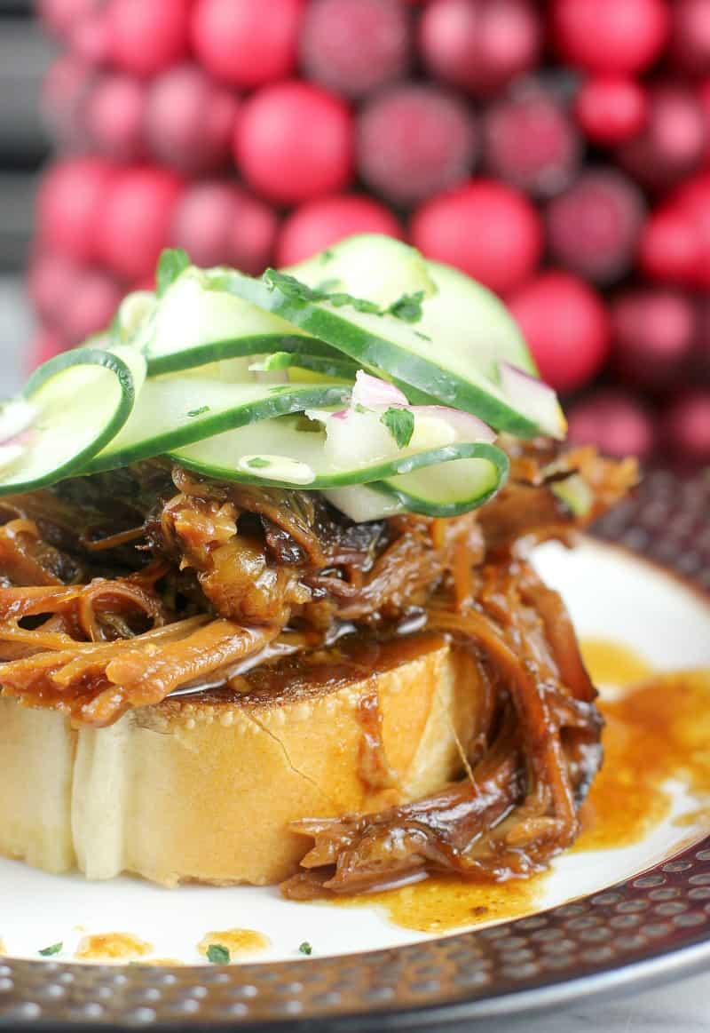 Hoisin Honey Pulled Pork with Pickled Cucumber Salad