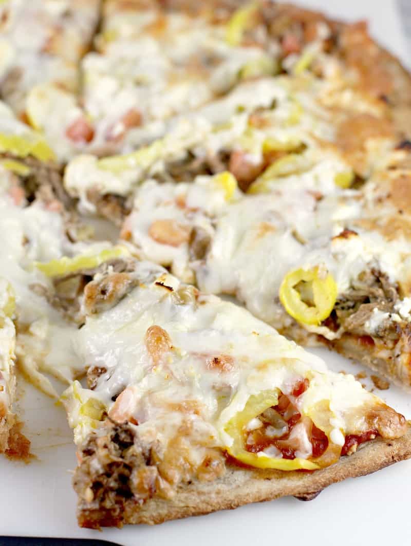 Mediterranean Pulled Pork Pizza