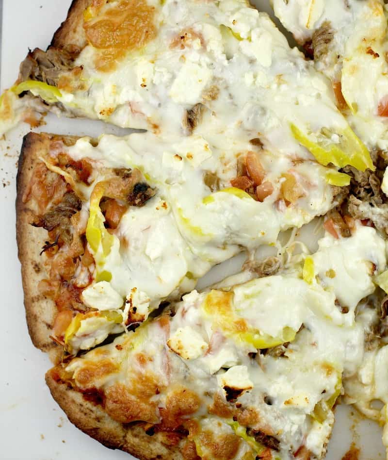 Mediterranean Pulled Pork Pizza