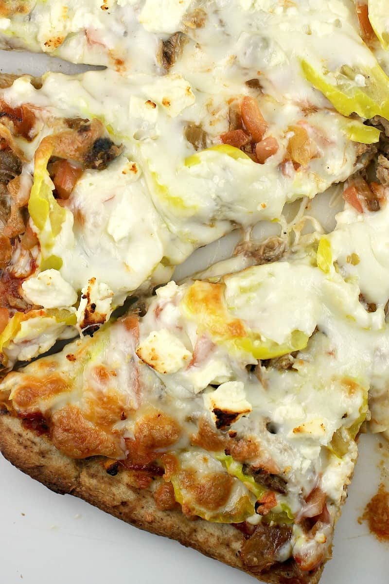 Mediterranean Pulled Pork Pizza