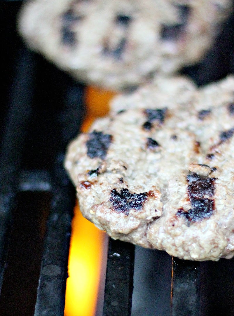 Low Country BBQ Burger with Bacon Weave and Smoked Gouda Grit Cake