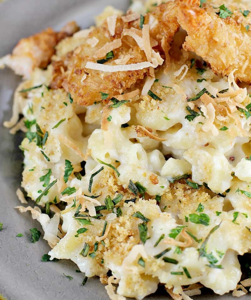 Coconut Shrimp Macaroni and Cheese