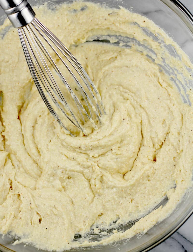 biscuit batter with whisk, prior to adding cheese