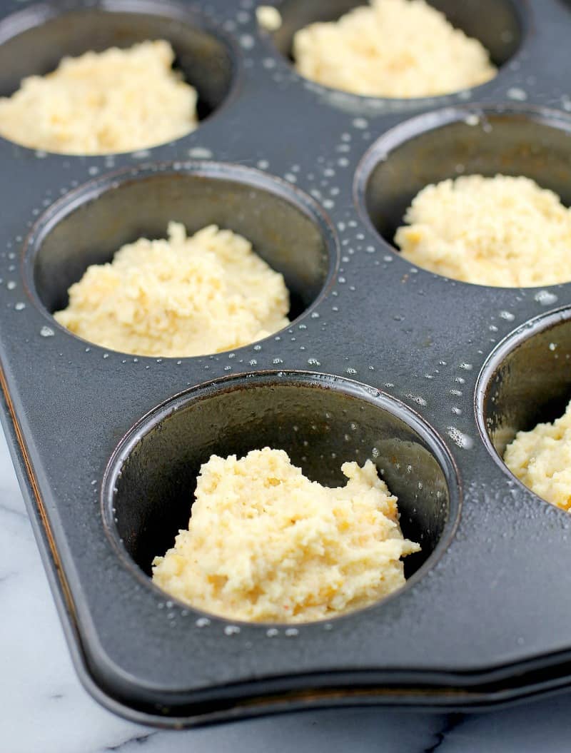 batter in muffin tins prior to baking