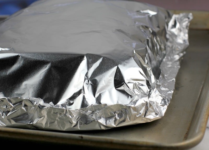 view showing the prepared sliders encased in foil