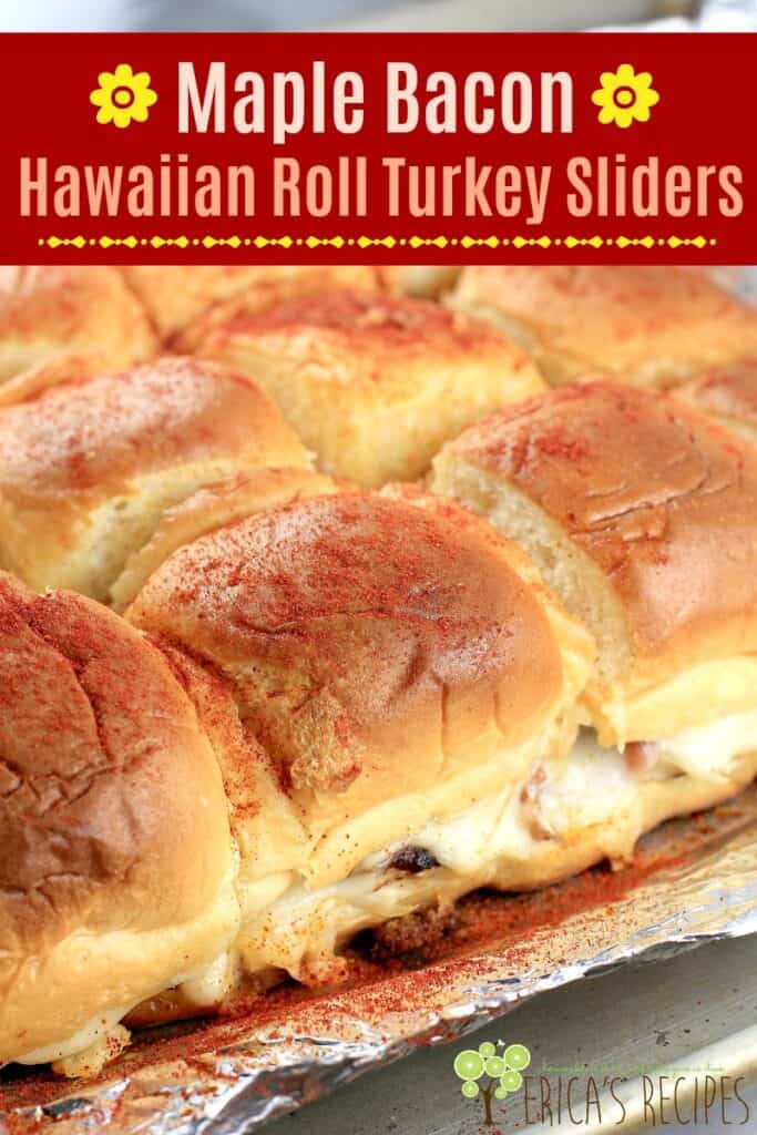 Maple Bacon Hawaiian Roll Turkey Sliders are salty sweet baked turkey sliders on Hawaiian rolls. Ready in minutes, Hawaiian roll sliders are party perfect!