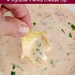 Image for Pinterest with text overlay of recipe title Queso Blanco Dip