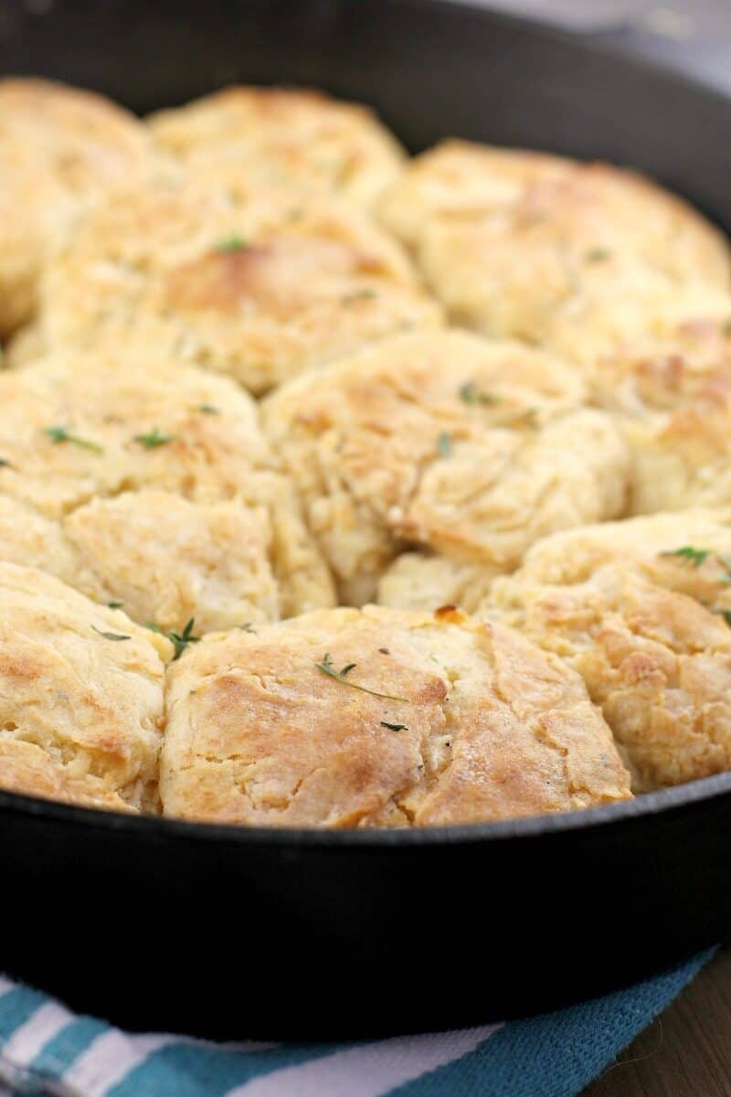 grilled biscuits in a cast iron pan