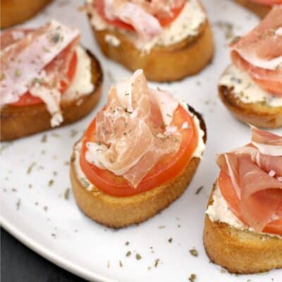 close view of an assembled crostini